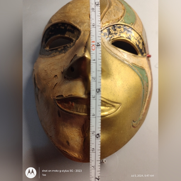 Vintage brass handmade masquerade mask - Picture 3 of 4